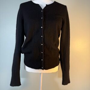 APT 9 Black 100% Cashmere Button Up Cardigan Sweater Gem Buttons Size L